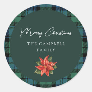 Karierte Blumenschrift Campbell Tartan Runder Aufkleber