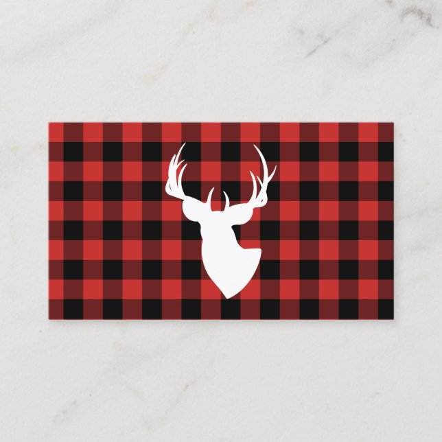 Karierte Buck-Silhouette in Black and Red Buffalo Visitenkarte (Vorderseite)