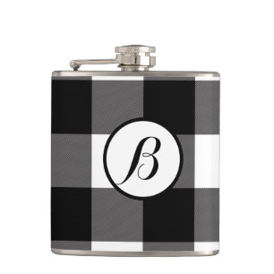 Karierte Buffalo-Plätze mit schwarzem und weißem K Flachmann