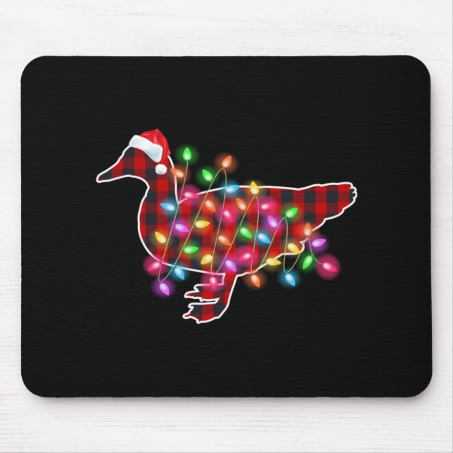 Karierte Büffel-Enten-Weihnachts-Pyjamas Xmas Lich Mousepad (Vorne)