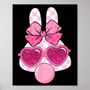 Karierte Bunny bläst Kaugummi Ostern Coquette Poster
