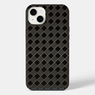 Karierte Carbonfaser mit goldenem Rand Automotive iPhone 14 Plus Hülle