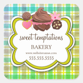 Karierte Cupcake Cake Pops Cookie Packet Square St Quadratischer Aufkleber