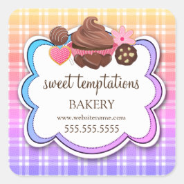 Karierte Cupcake Cake Pops Cookie Packung Quadratischer Aufkleber