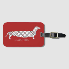 Karierte Dackel auf Rot Gepäckanhänger