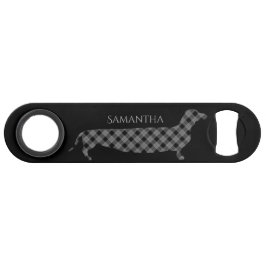 Karierte Dackel auf Schwarzem Speedflaschenöffner