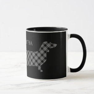 Karierte Dackel auf Schwarzem Tasse