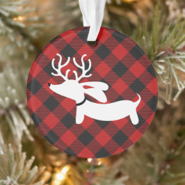 Karierte Dackel Weihnachtsbaum Ornament