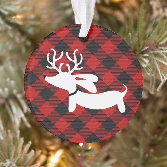 Karierte Dackel Weihnachtsbaum Ornament (Baum)