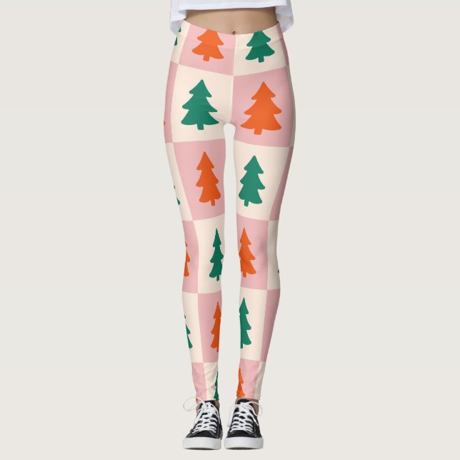 Karierte Damen-Weihnachtsleggings Leggings (Vorderseite)