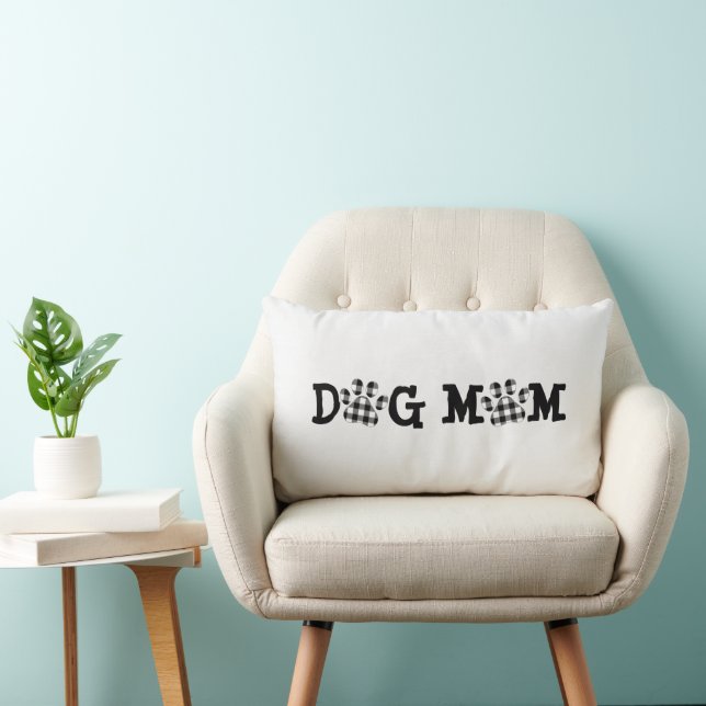 Karierte DOG-MAMA-Druckvorlagen Lendenkissen (Stuhl )