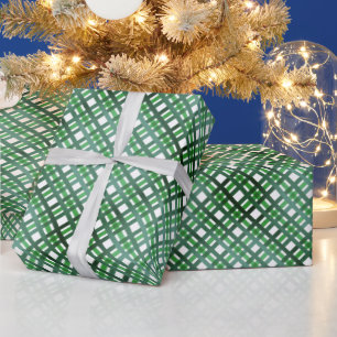 Karierte dunkelgrüne Weihnachten und das Jahr Geschenkpapier