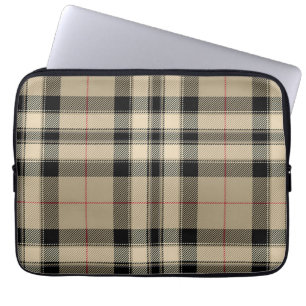 Karierte Elektronik-Bag in klassischer Beige und S Laptopschutzhülle