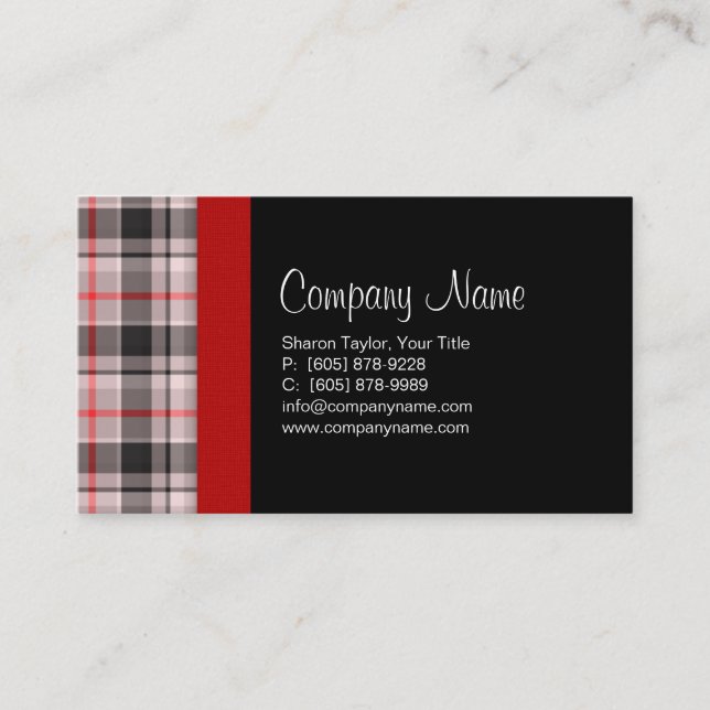 Karierte Fabric Business Card Grau Visitenkarte (Vorderseite)