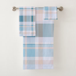 Karierte Fall Shades Blues, Grau, Blush Badhandtuch Set