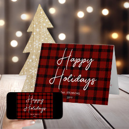 Karierte Ferien in Rot und Schwarz | Feiertagskarte