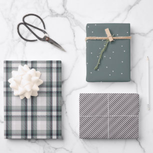 Karierte Flannel Polka Dots Stripes Coordination Geschenkpapier Set