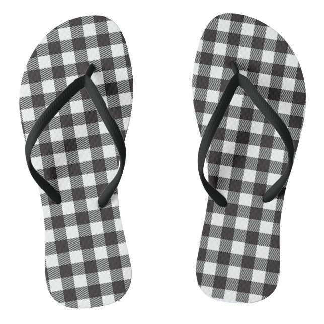 Karierte Flip Flops in Schwarzweiß-Buffalo (Fußbett)