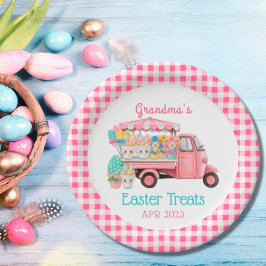 Karierte Flora und Fauna Ostern Pappteller