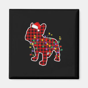 Karierte Französische Bulldogge Weihnachts-Pyjamas Magnet