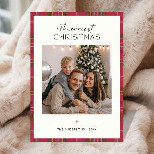 Karierte frohe Weihnachten Einfache Familie Foto E