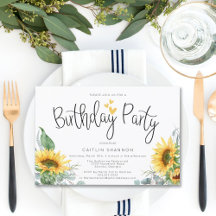 Karierte Geburtstagsparty mit Sonnenblumen