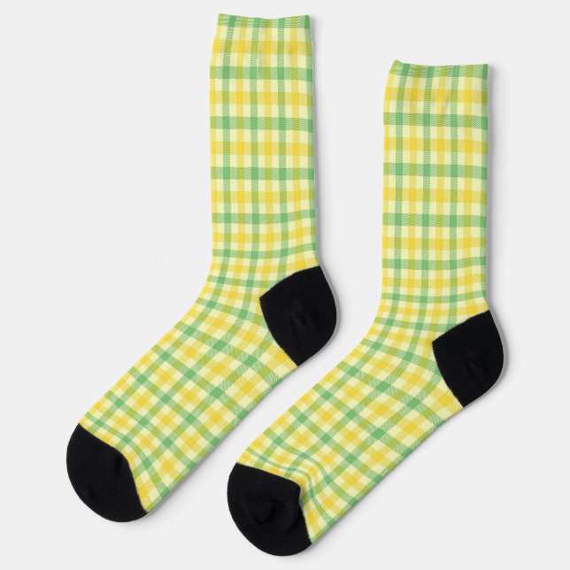 Karierte, gelbe Retro-Socken Socken (Linkes Detail)