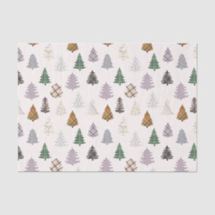 Karierte Gemusterte Weihnachtsbaumen aus Weiß Seidenpapier