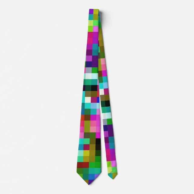 Karierte geometrische Pixel Krawatte (Vorderseite)