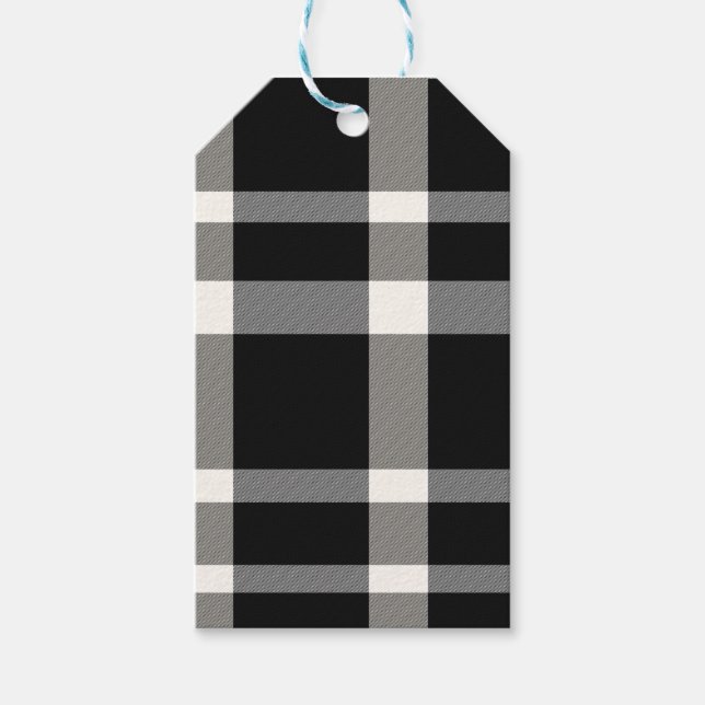 Karierte Geschenketiketten in Schwarz und Weiß Geschenkanhänger (Vorderseite)