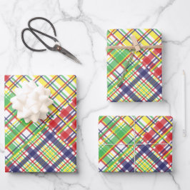 Karierte Geschenkpapier-Blätter aus Madras Geschenkpapier Set