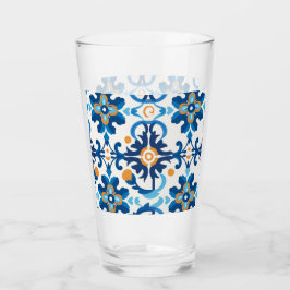 Karierte Glasflasche mit blauem und braunem Karo Glas