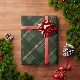 Karierte goldgrüne Weihnachten Geschenkpapier