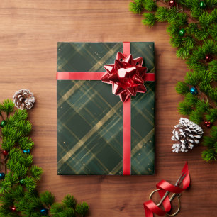Karierte goldgrüne Weihnachten Geschenkpapier