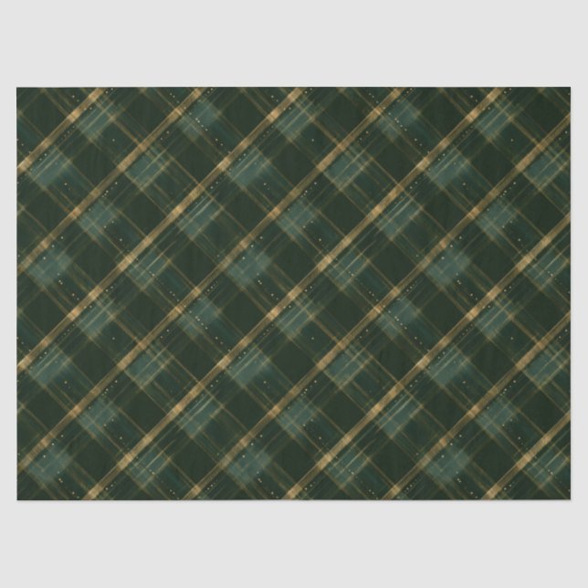 Karierte goldgrüne Weihnachten Seidenpapier (Vorderseite)