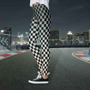 Karierte graue und weiße Sonnenuntergangs-Leggings Leggings