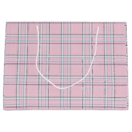 Karierte große Geschenktasche in Rosa Geschenktüte