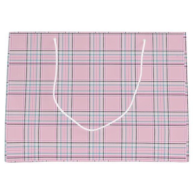 Karierte große Geschenktasche in Rosa Große Geschenktüte (Vorderseite)