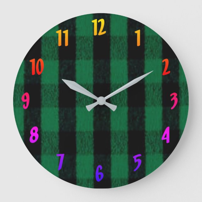 Karierte grüne Holzfällerbeschaffenheit 1 des Große Wanduhr (Vorderseite)