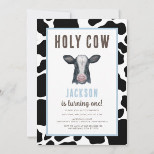 Karierte heilige Kuh Ich bin ein Junge Geburtstag Einladung