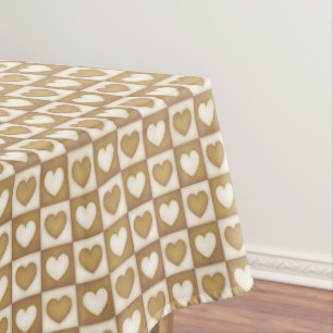 Karierte Herzen in blonder Creme Tischdecke