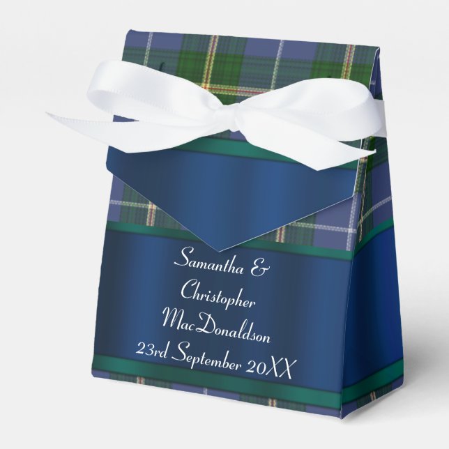 Karierte Hochzeit in Blau und Grün Geschenkschachtel (Vorderseite)