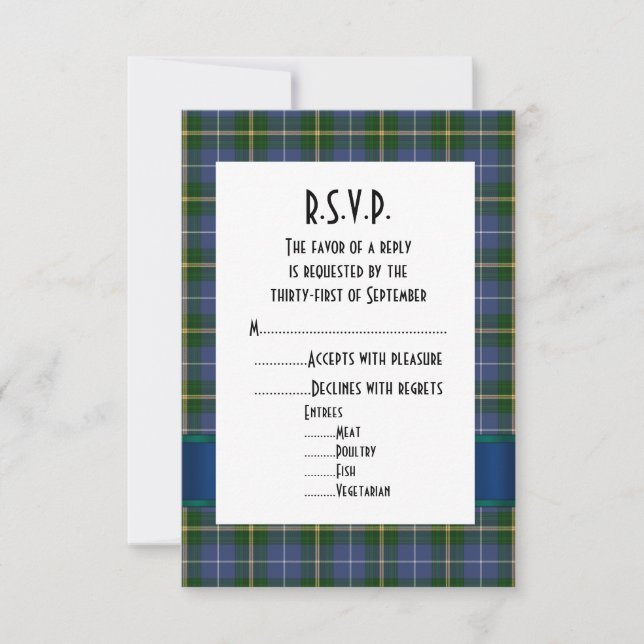 Karierte Hochzeit R.S.V.P RSVP Karte (Vorderseite)