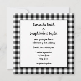 Karierte Hochzeit von Black and White Gingham Einladung