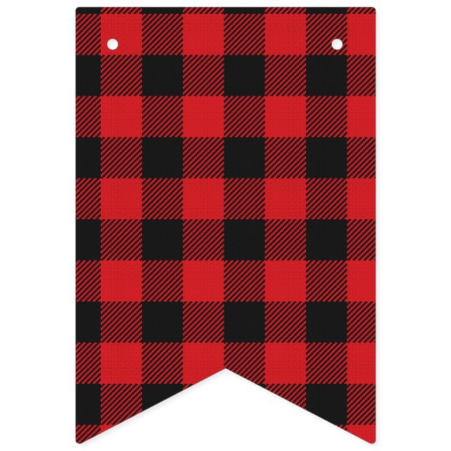 Karierte Hochzeit von Red Black Buffalo Wimpelkette (Erste Fahne)