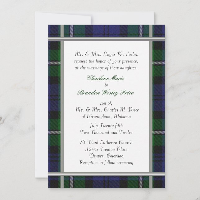 Karierte Hochzeitseinladung von Tartan Einladung (Vorderseite)