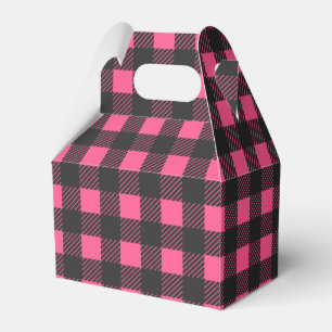 Karierte Hochzeitsfeier Gingham Pink und Black Buf Geschenkschachtel