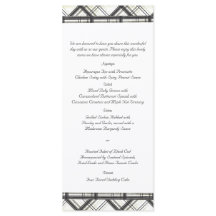 Karierte Hochzeitsmenüs in Schwarz und Weiß