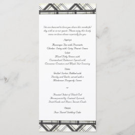 Karierte Hochzeitsmenüs in Schwarz und Weiß Menükarte