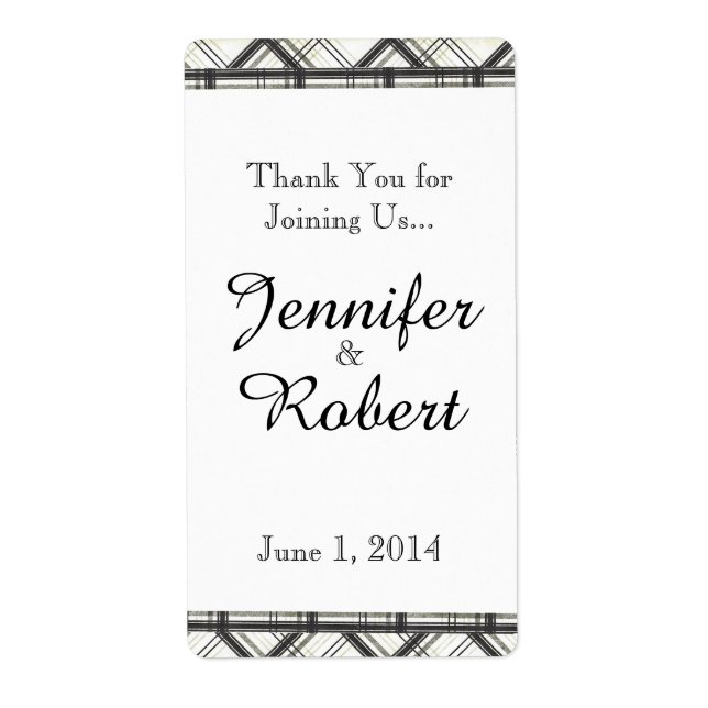 Karierte Hochzeitsweinmarke Schwarz/Weiß (Vorne)